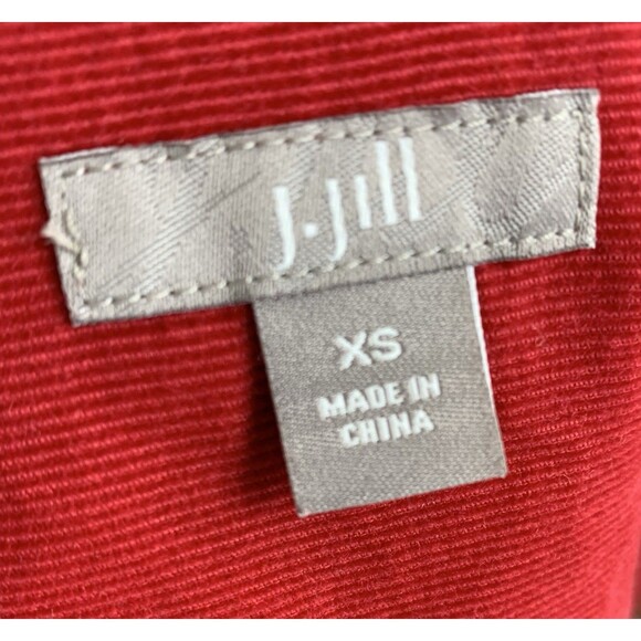 J Jill Womens Blouse Top Sz XS Red Corduroy Button Up Long Slv Shirt w/Pintucks - Picture 10 of 10